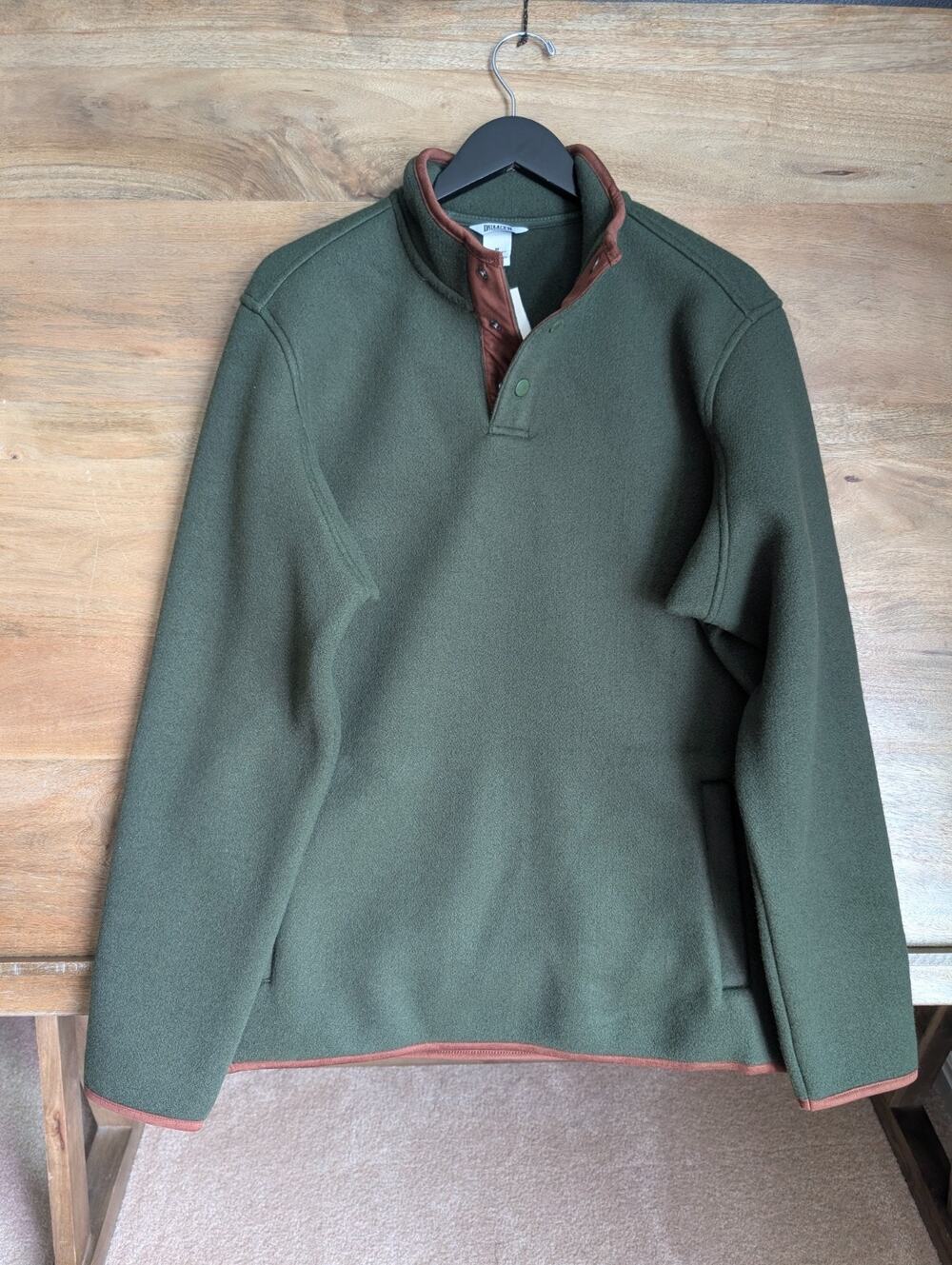 Duluth Trading Co Fleece Jacket Mens Medium Dark Green Relaxed Fit 1/4 Snap NWT